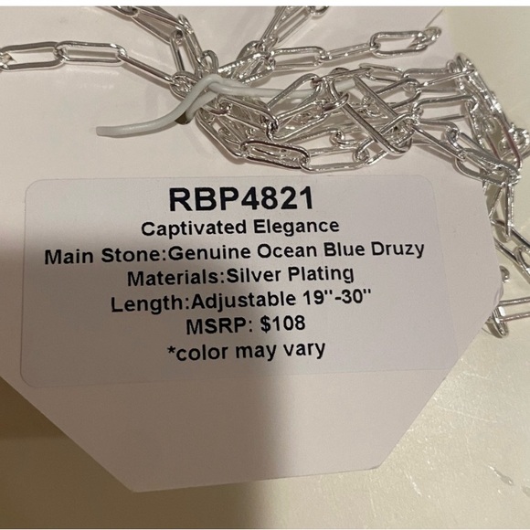 Beautiful Blue Druzy In Silver Tone Necklece - Picture 2 of 2